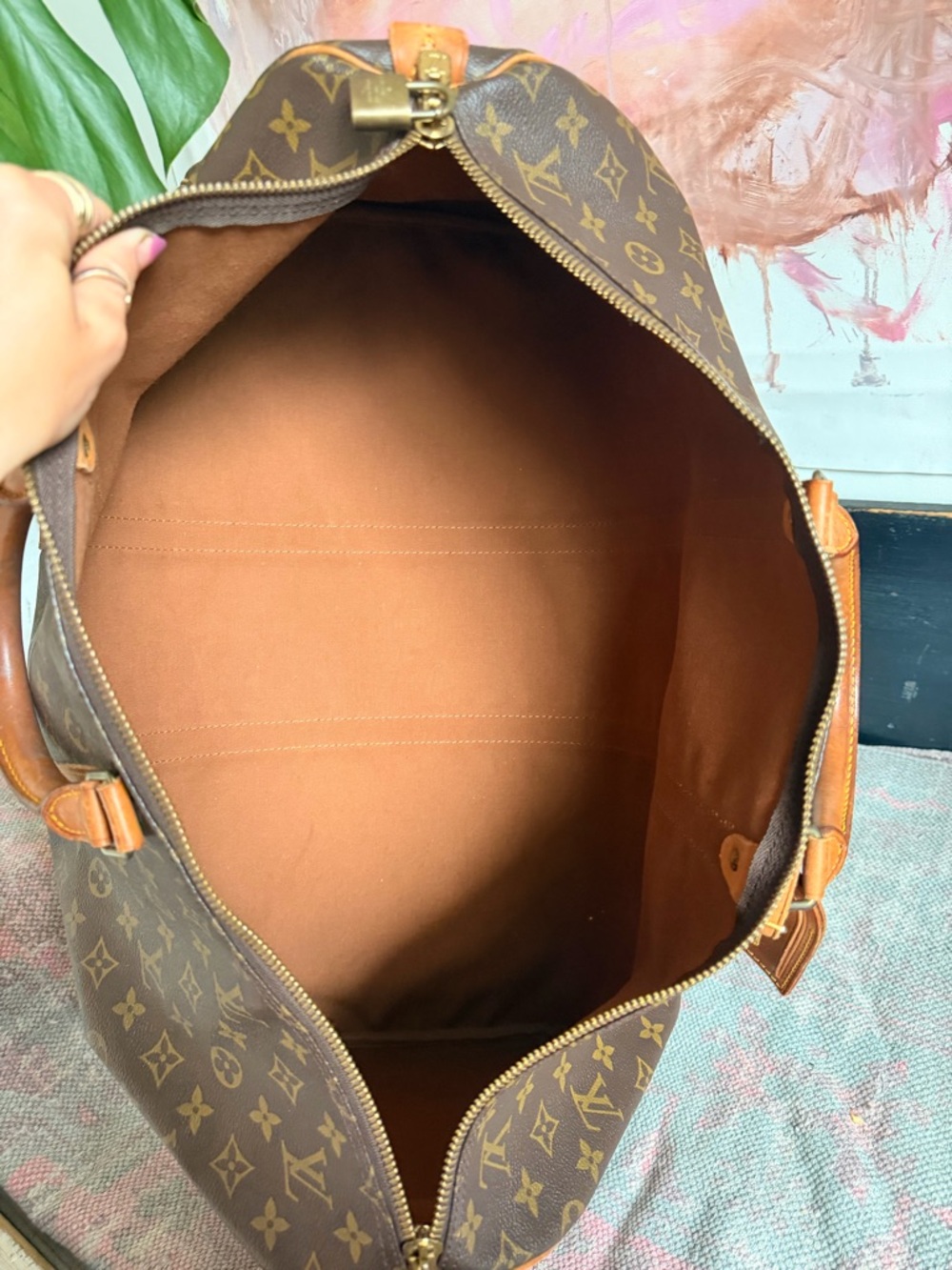 Louis Vuitton Monogram Canvas Travel Duffel Bag in Brown and Tan - Picture 8 of 14